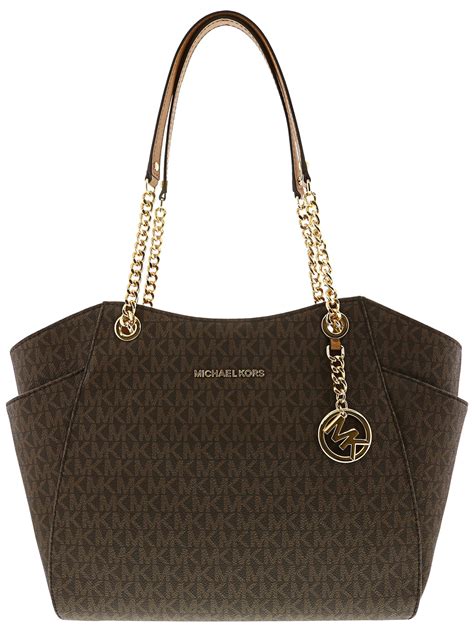 michael kors jet set chain md tote brown|Michael Kors carryall pale peanut.